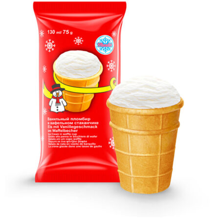 Roomijs "Plombir" vanille in wafelbeker 75 г