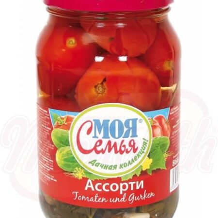 Ingeblikte tomaten met komkommer "Moya semya" 450 g / 860 g