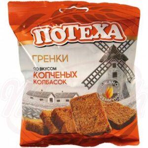 Сухарики вкус копчёных колбасок “Потеха"
