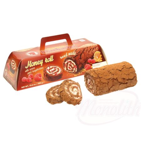 Rol met frambozen en cacao Marlenka